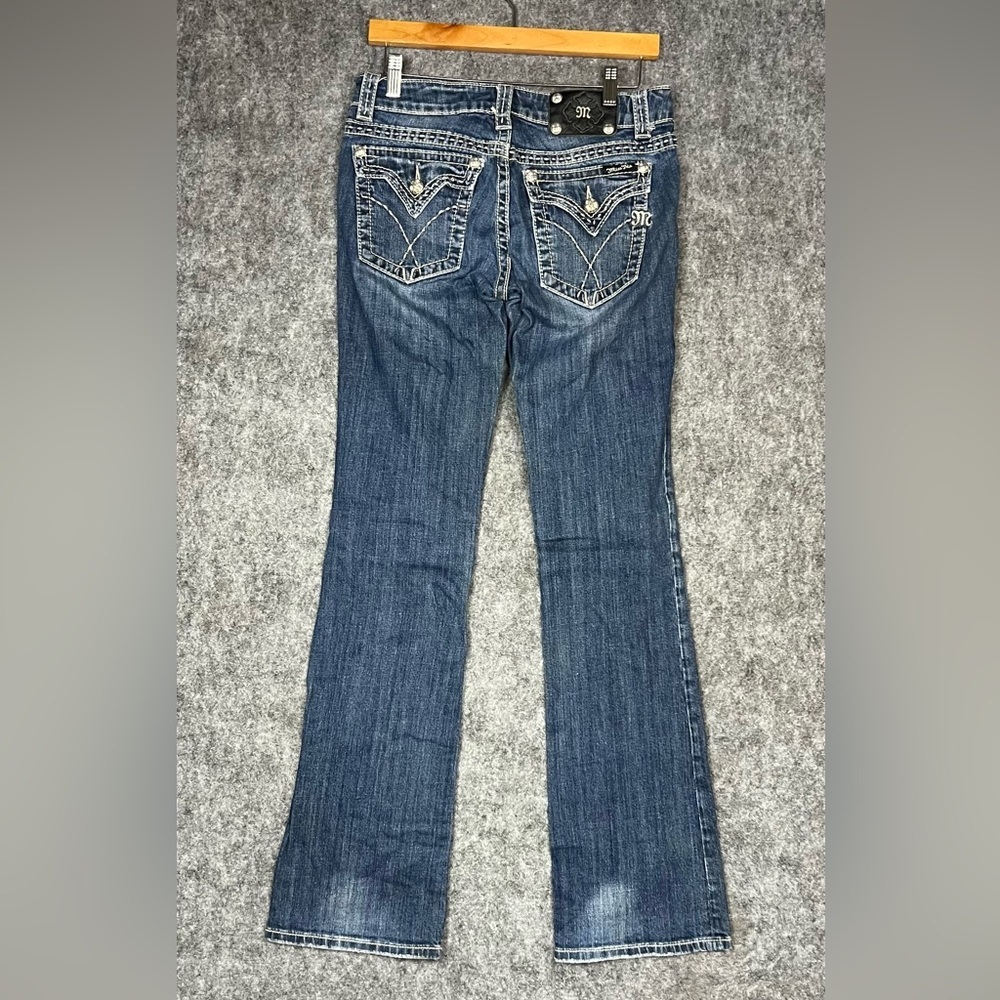 Miss Me Women's Boot Cut Jeans - Blue with Embellished Pockets 29x33 JPW4896EC